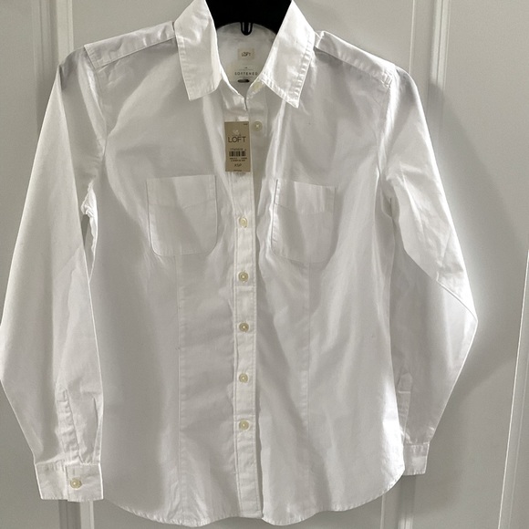 LOFT White Button Down Shirt Size XSP - Picture 3 of 5